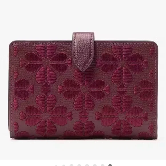 Kate Spade Maroon Floral Bifold Wallet (NWOT) - Picture 3 of 6